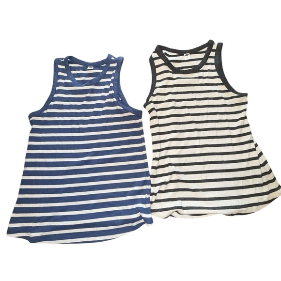 Old Navy Tank Bundle - Striped Sleeveless Tank Tops - Blue and Black - Picture 2 of 5